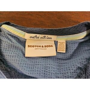 Scotch & Soda Waffle Knit T-Shirt Mens XXL Blue Short Sleeve Crew Neck